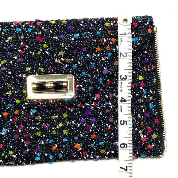 Diane Von Furstenburg Agent Karlie Confetti Tweed Zip On Clutch - Picture 14 of 15